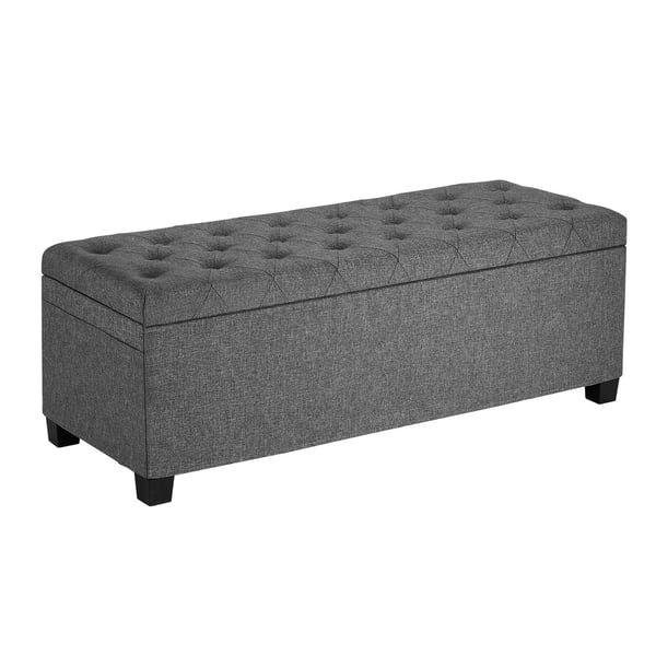 Opbevaringsbænk med siddeplads, 110x40x40 cm, grå, polstret med linned, opbevaringsfunktion
