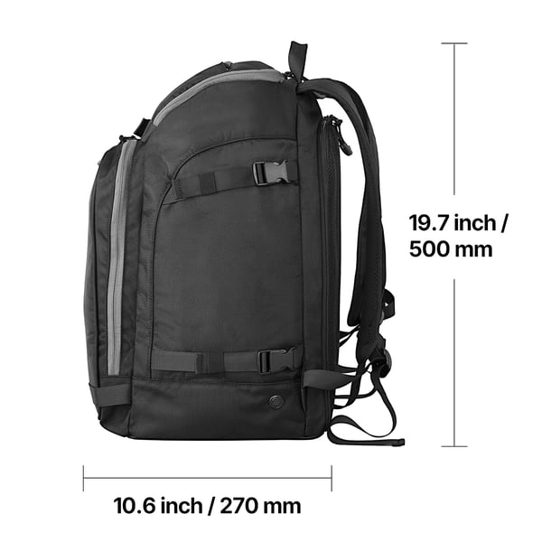 Skistøvletaske, 55L, 41x27x50 cm, Sort, Vandtæt opbevaring