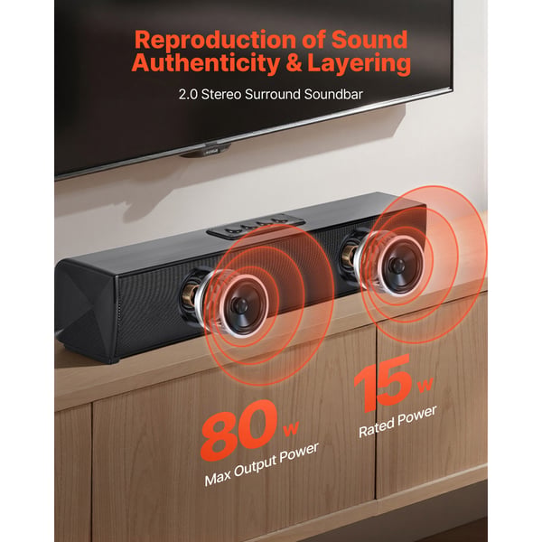 Soundbar, 450x75x80 mm, Svart, Bluetooth-ljudhögtalare