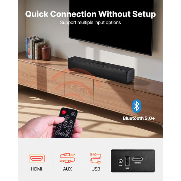 Soundbar, 450x75x80 mm, Svart, Bluetooth-ljudhögtalare