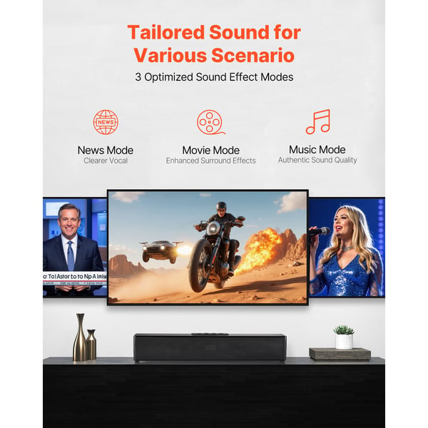 Soundbar, 450x75x80 mm, Svart, Bluetooth-ljudhögtalare