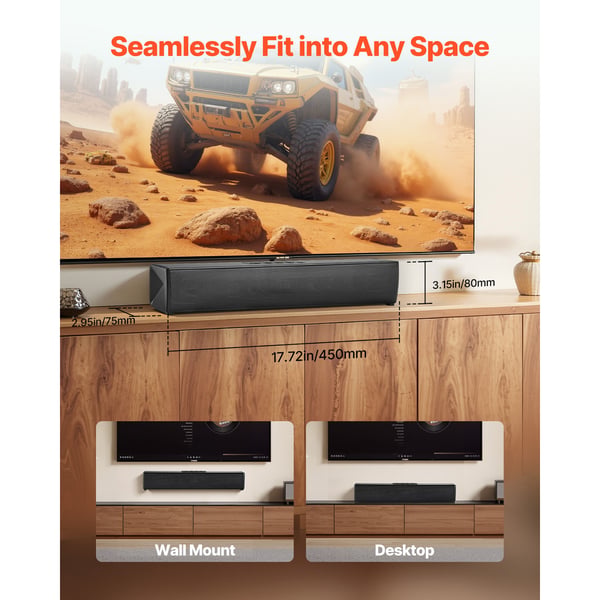 Soundbar, 450x75x80 mm, Svart, Bluetooth-ljudhögtalare