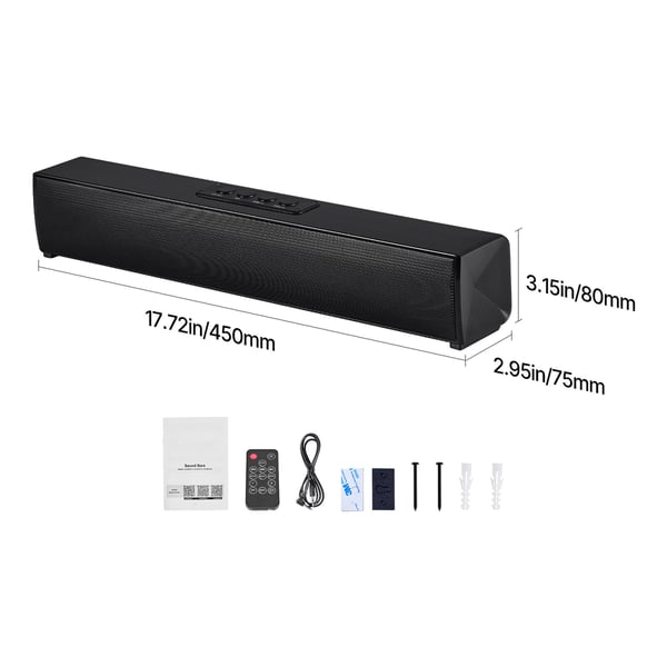 Soundbar, 450x75x80 mm, Svart, Bluetooth-ljudhögtalare