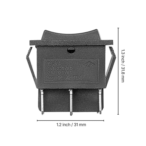 Vippeafbryder, 6-benet Momentan DPDT 3-position Polaritetsskifter, 31x25,2x31,8 mm