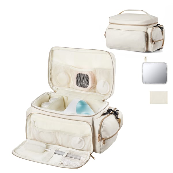 Brystpumpe Taske, 35x25.5x21 cm, Beige, Vandtæt måtteopbevaring