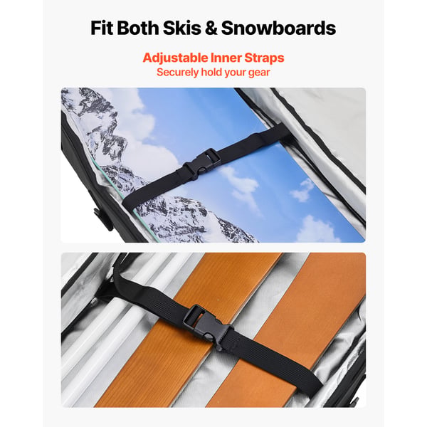 Snowboardtaske 165 cm Polstret Vandtæt Sort