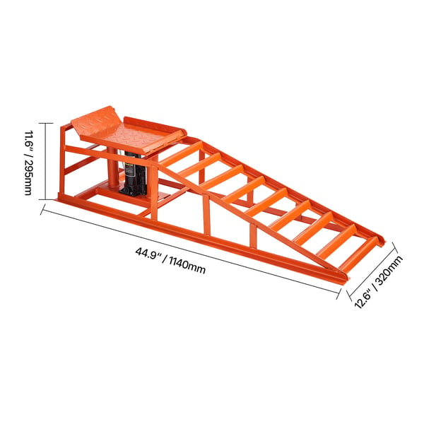 Hydrauliska bilramper, 1140x320x295 mm, röd, kraftig stål