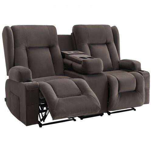 Loveseat-lepotuolisohva, 96.5x168x84.7 cm, mokkanahka, lämmitys ja hieronta