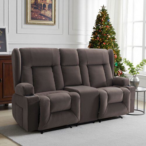 Loveseat-lepotuolisohva, 96.5x168x84.7 cm, mokkanahka, lämmitys ja hieronta