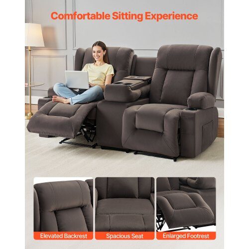 Loveseat-lepotuolisohva, 96.5x168x84.7 cm, mokkanahka, lämmitys ja hieronta