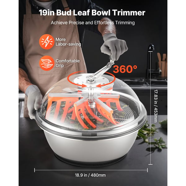 Bud Leaf Bowl Trimmer, 48x48x45.3 cm, Rustfrit stål, Manuel trimmer