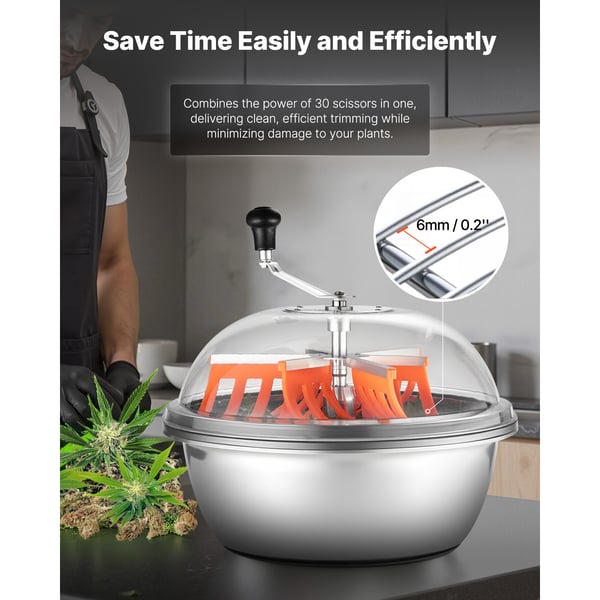 Bud Leaf Bowl Trimmer, 48x48x45.3 cm, Rustfrit stål, Manuel trimmer