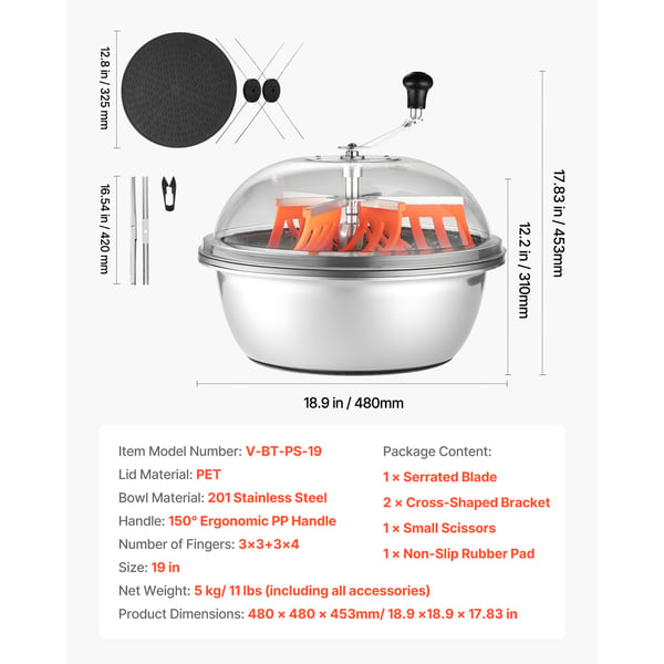 Bud Leaf Bowl Trimmer, 48x48x45.3 cm, Rustfrit stål, Manuel trimmer