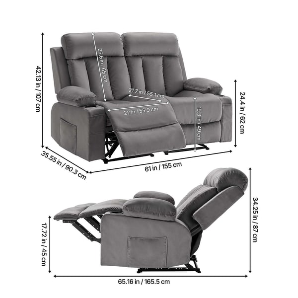 Loveseat-lepotuolisohva, 90,3x165,5x87 cm, harmaa, sametti