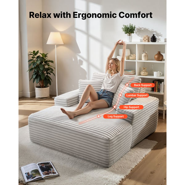 Chaiselong, 138x150x70 cm, Beige, Polstret