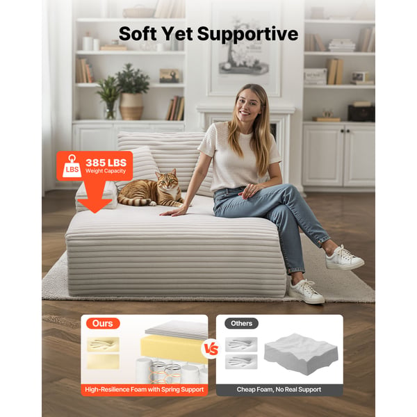 Chaiselong, 138x150x70 cm, Beige, Polstret