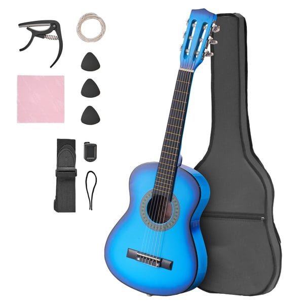 Klassisk guitar 78 cm blå, træ, startpakke Klassisk guitar 78 cm blå, træ, startpakke