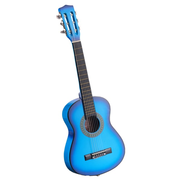 Klassisk guitar 78 cm blå, træ, startpakke
