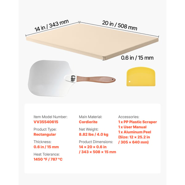 Pizzasten, 50.8x35.5x1.5 cm, Cordierit, Bagning