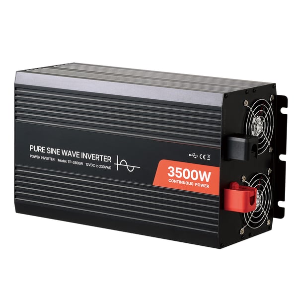 Invertteri, 3500W puhdas siniaalto, 39.5x20x16.5 cm, alumiiniseos