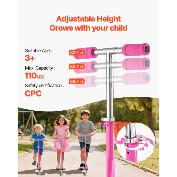 Sparkcykel, 70x32.5x83 cm, Rosa, Ram i aluminiumlegering