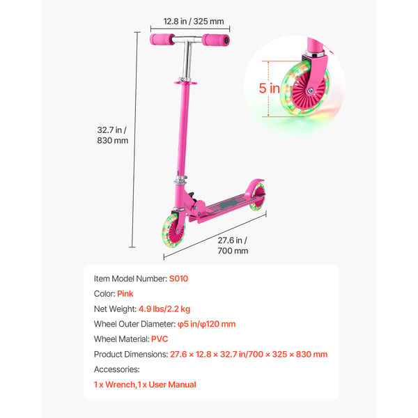 Sparkcykel, 70x32.5x83 cm, Rosa, Ram i aluminiumlegering