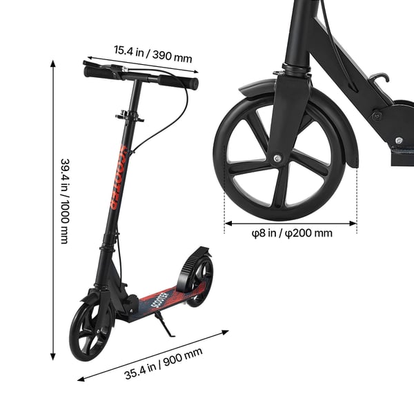 Sparkcykel, 90x38x100 cm, Svart, Justerbart styre