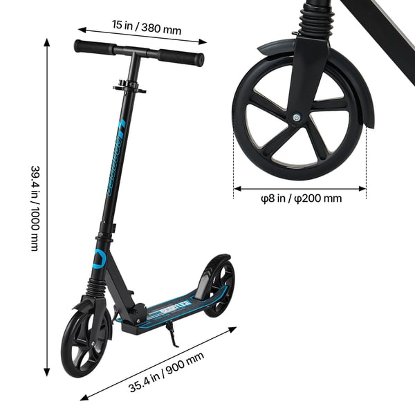 Potkulauta, 90x38x100 cm, Musta+Sininen, Säädettävä korkeus