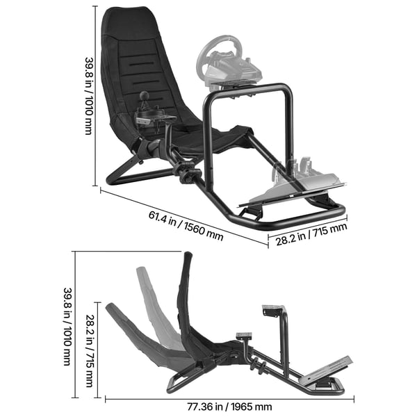 Rattstativ för racing, 196,6x71,5x72,9 cm, svart, simulatorsittbrunn