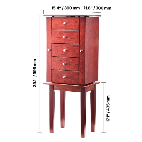 Smykkeskab, 39,1x15,4x11,8 in, Træ, Opbevaring