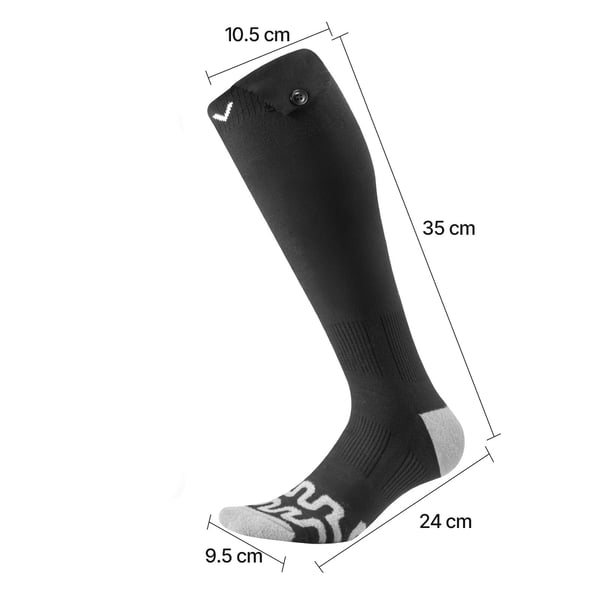 Opvarmede sokker, genopladelige, sort, modal fiber, fodvarmer