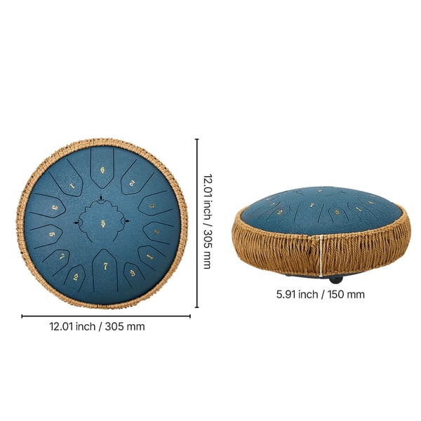 Steel Tongue Drum, 30,5x30,5x15 cm, Marinblå, Stål