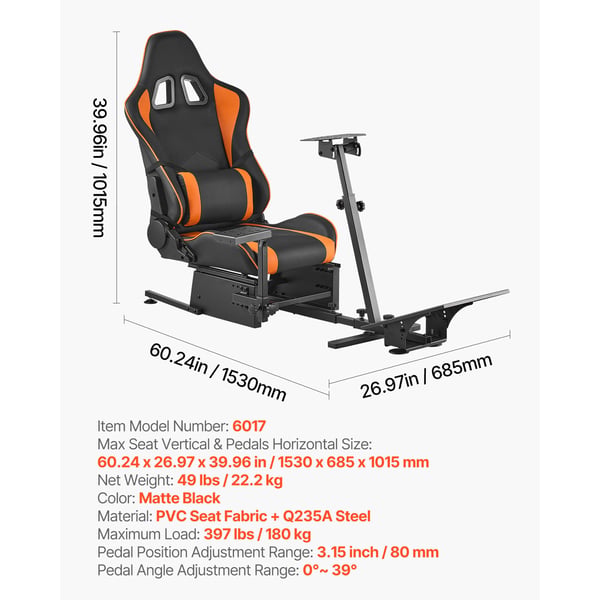 Raceratstativ, 1530x685x1015 cm, Sort, Simulator Cockpit