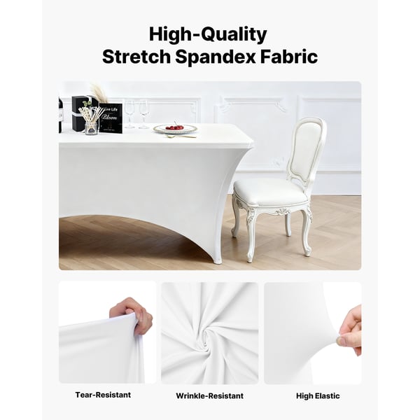 Bordduksset, 244x76x76 cm, Vit, Spandex