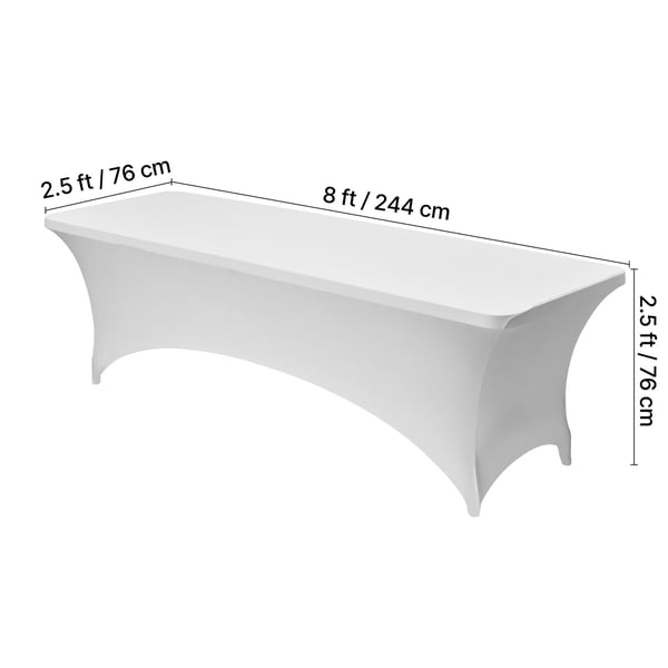 Bordduksset, 244x76x76 cm, Vit, Spandex