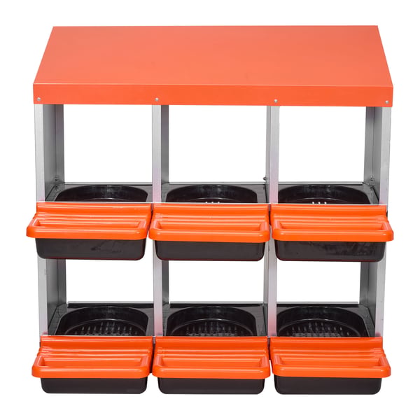 Hönsrede, 6 fack, 79,6x52,5x79 cm, Orange, Metall