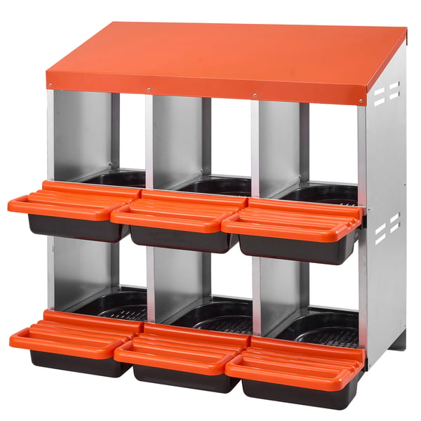 Hönsrede, 6 fack, 79,6x52,5x79 cm, Orange, Metall