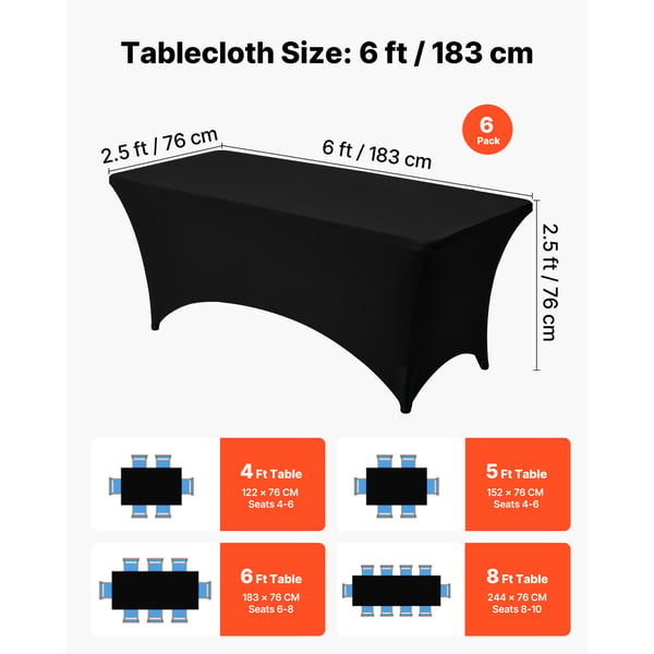 Bordduksset, 183x76x76 cm, Svart, Spandex