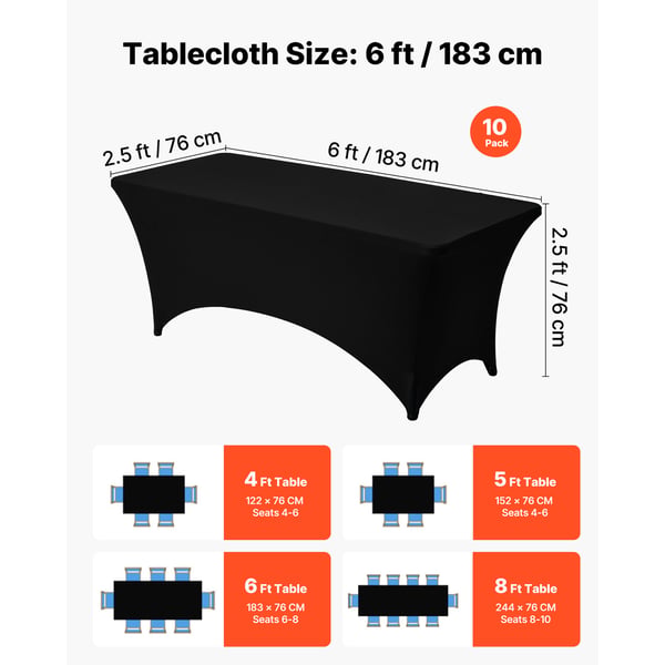 Bordsdukset, 183x76x76 cm, Svart, Spandex