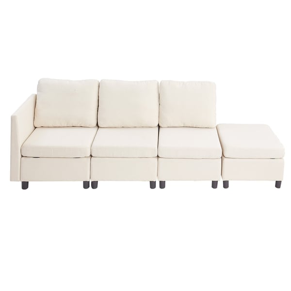 Sektionssoffa, Modulär 3-sits soffa med förvaring, 199x69x68 cm, Beige