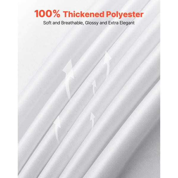 Pöytäliina, 304,8 cm halkaisija, valkoinen, polyesterikangas