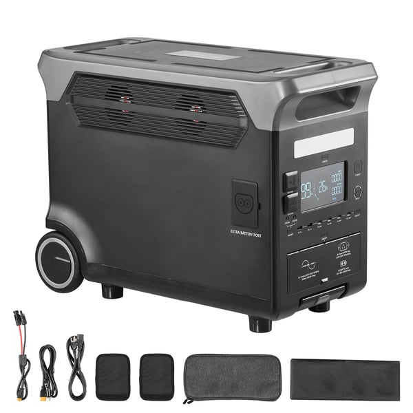 Bærbar Power Station 609x294x457 mm Sort, LiFePO4 Batteribackup