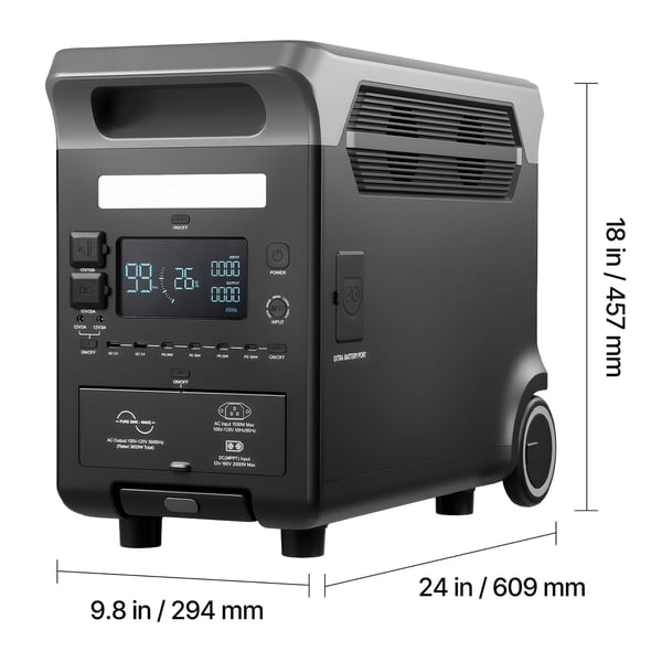 Bærbar Power Station 609x294x457 mm Sort, LiFePO4 Batteribackup