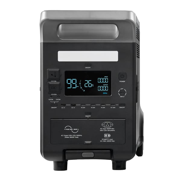Bærbar Power Station 609x294x457 mm Sort, LiFePO4 Batteribackup