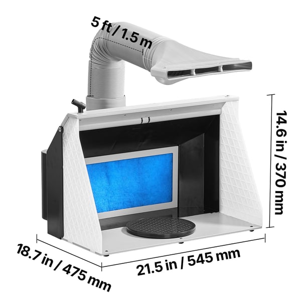 Airbrush sprøjtekabine, 54,5x47,5x37 cm, bærbar, dobbelt ventilator