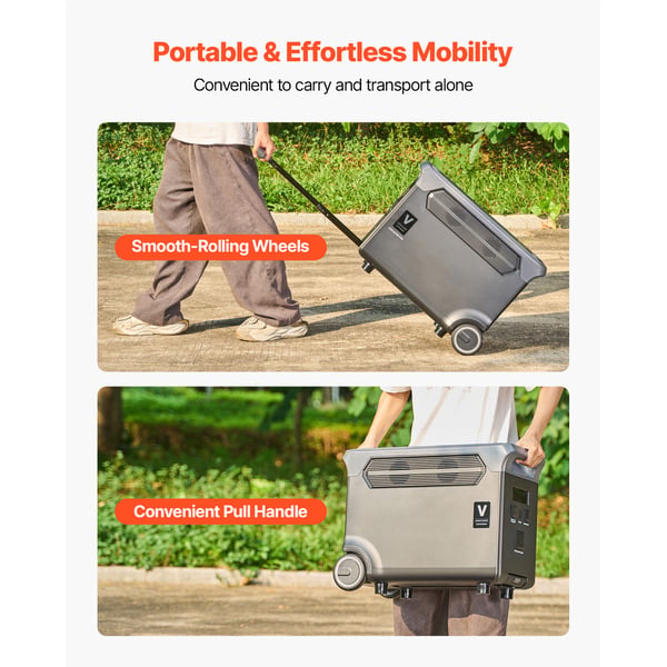 Ekspansionsbatteri, 3840Wh LiFePO4, 60.9x29.4x45.7 cm, Sort, bærbar