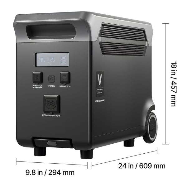 Ekspansionsbatteri, 3840Wh LiFePO4, 60.9x29.4x45.7 cm, Sort, bærbar