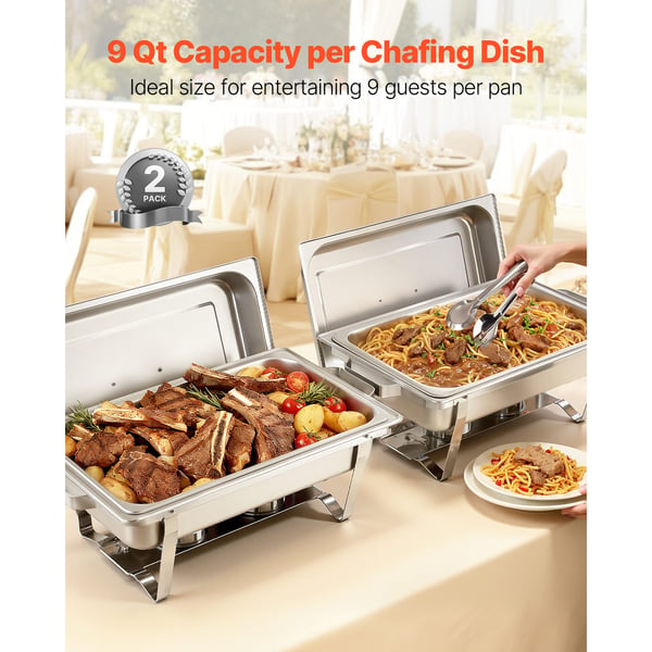 Chafing-astia, 8,5L 2 kpl, 61,5x35,5x32,5 cm, ruostumaton teräs
