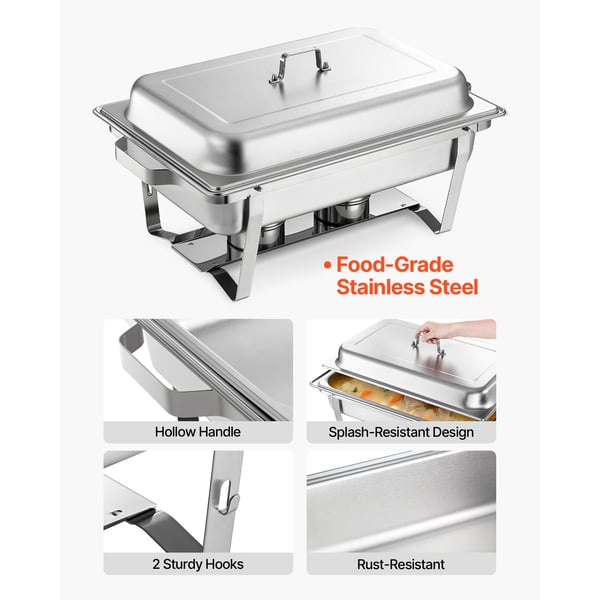 Chafing-astia, 8,5L 2 kpl, 61,5x35,5x32,5 cm, ruostumaton teräs