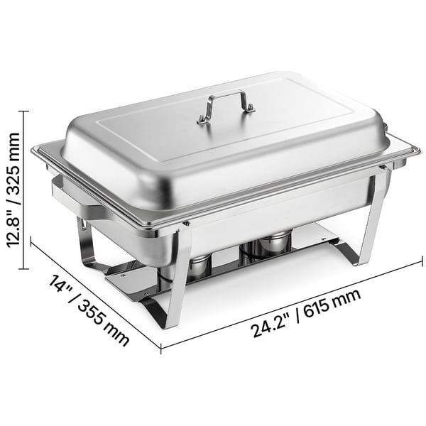 Chafing-astia, 8,5L 2 kpl, 61,5x35,5x32,5 cm, ruostumaton teräs
